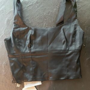 Wilfred Black Satin Square-Neck Cropped Top